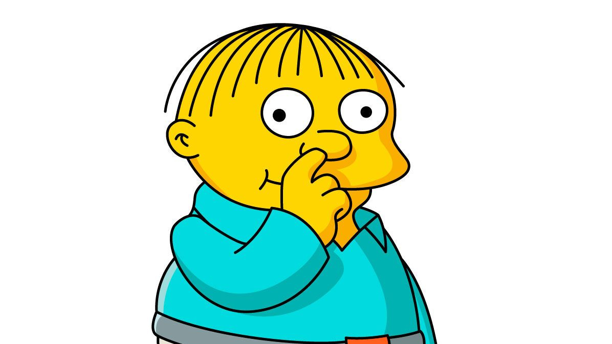 Ralph Wiggum from The Simpsons picking his nose