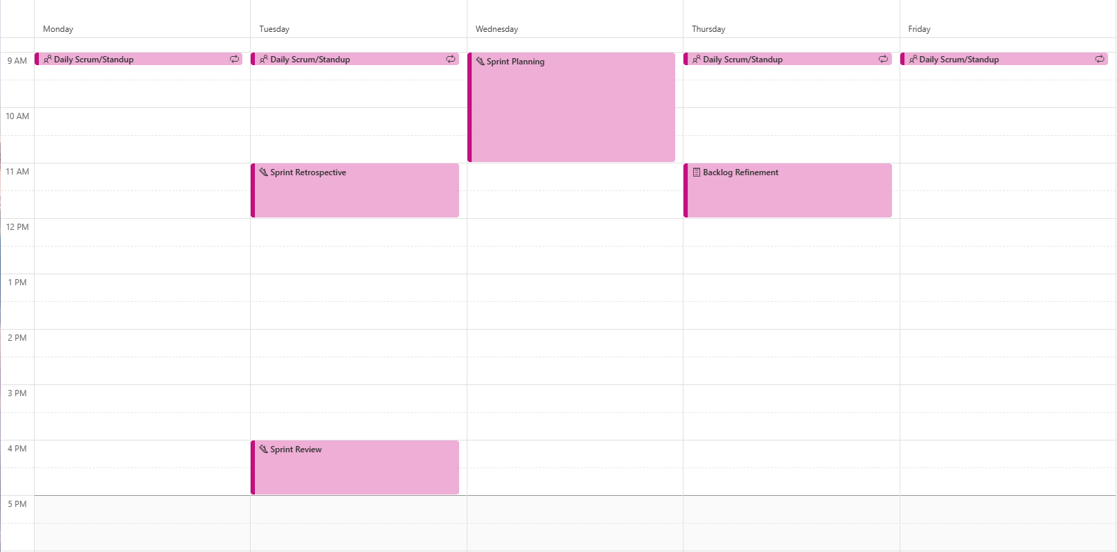 Week 1 Sprint Calendar