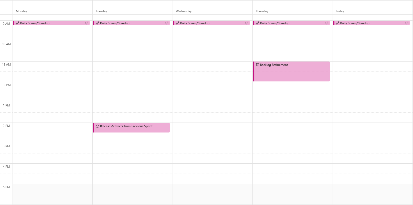 Week 2 Sprint Calendar